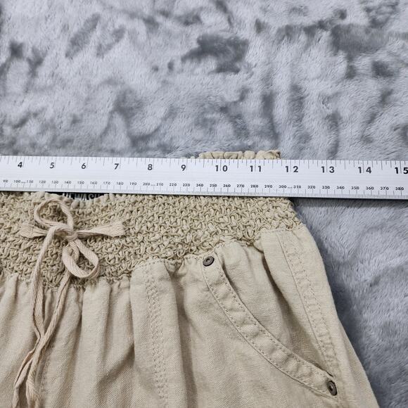 Rewash Pants Womens L Tan Khaki Linen Blend Pull On Wide Leg Casual Pockets - Picture 9 of 13